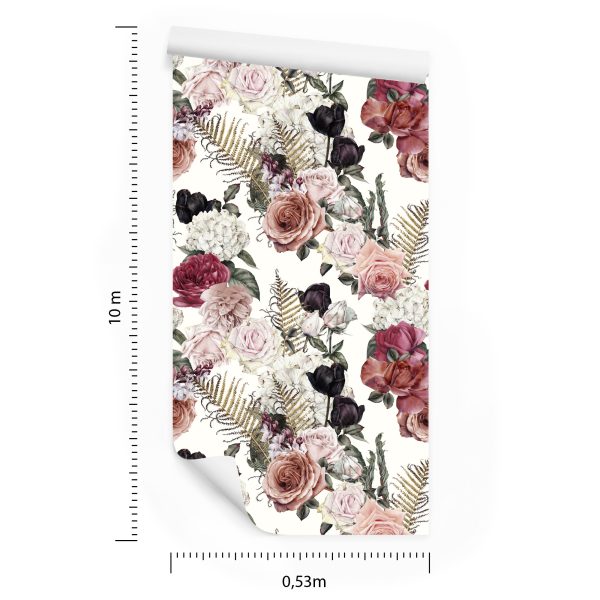 Behang Rozen Met Varenbladeren - Afbeelding 8