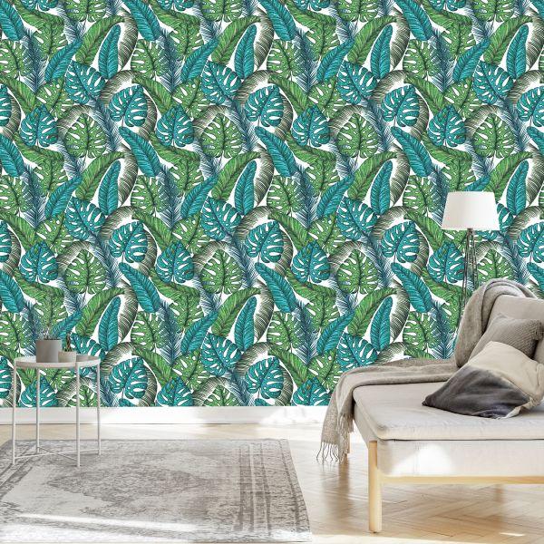 Behang Monstera Jungle Bladeren - Afbeelding 3