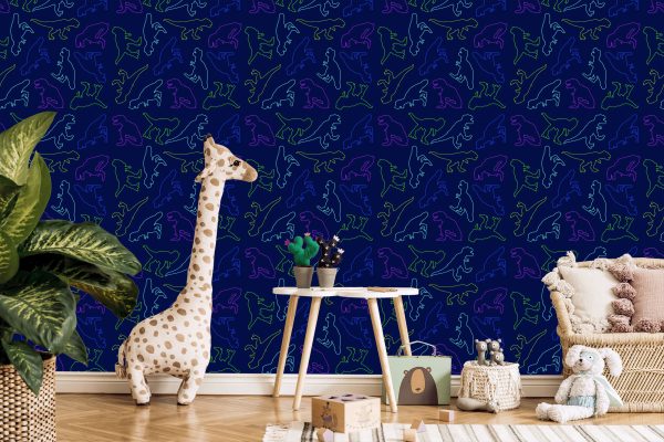 Behang De Kleurrijke Dinosaurussen Voor De Babykamer - Afbeelding 5