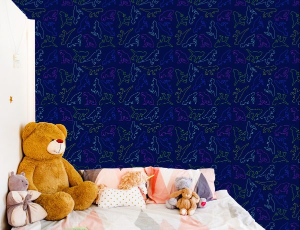 Behang De Kleurrijke Dinosaurussen Voor De Babykamer - Afbeelding 6