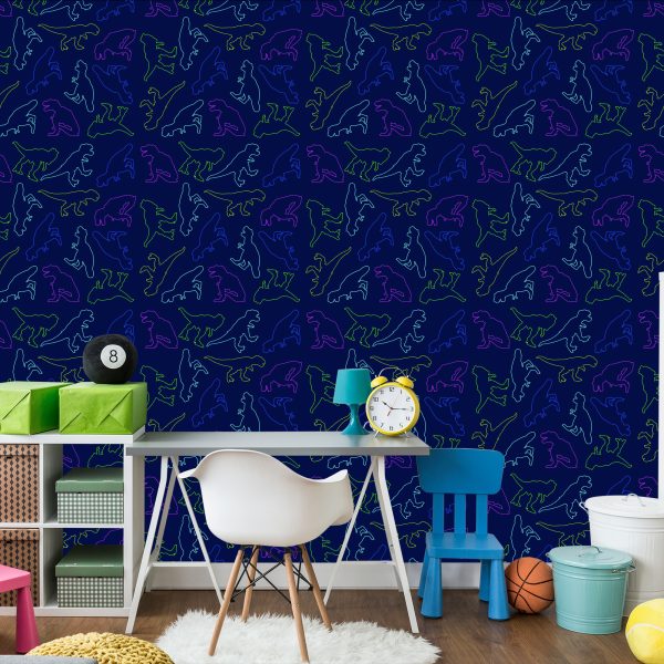 Behang De Kleurrijke Dinosaurussen Voor De Babykamer - Afbeelding 4