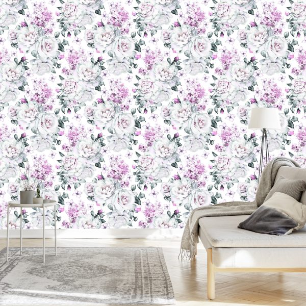 Behang Rozen Pioenen Planten - Afbeelding 3