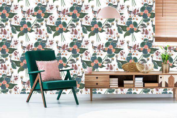 Behang Kranen Tussen Bloemen - Afbeelding 6