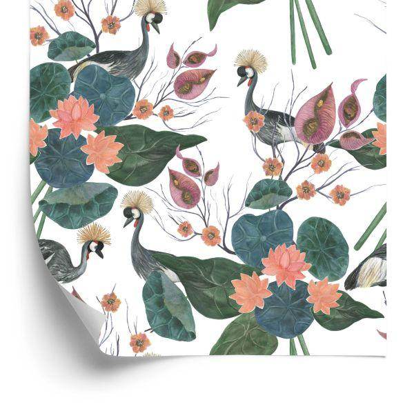 Behang Kranen Tussen Bloemen