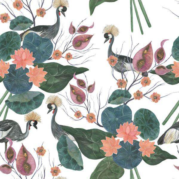 Behang Kranen Tussen Bloemen - Afbeelding 2