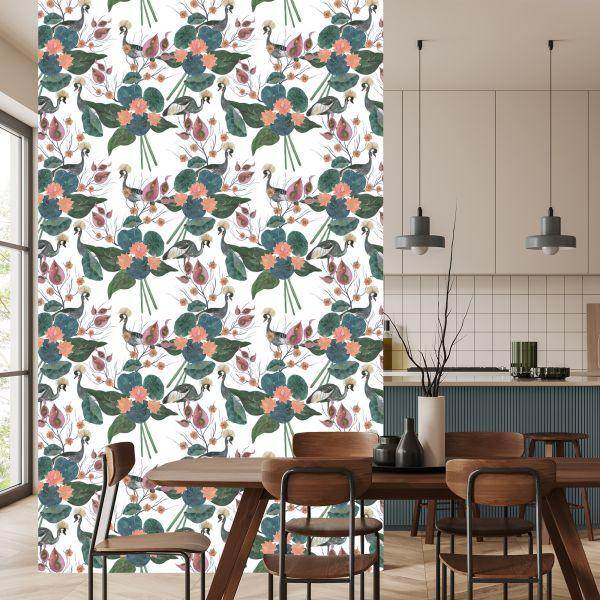 Behang Kranen Tussen Bloemen - Afbeelding 4