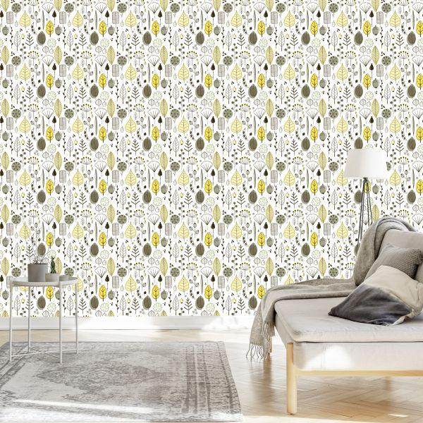 Behang Leaves Scandinavische Stijl Kinderkamer - Afbeelding 3