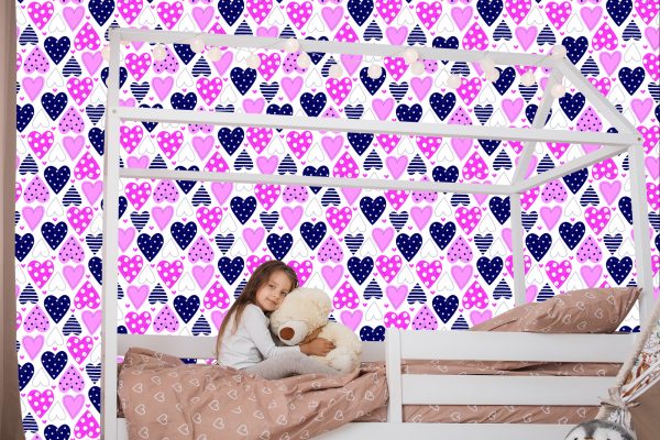 Behang Voor Kinderen - Mooie Kleurrijke Harten - Afbeelding 7