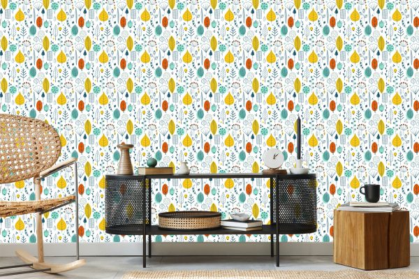 Behang Bladeren Voor Kinderen In Scandinavische Stijl - Afbeelding 5