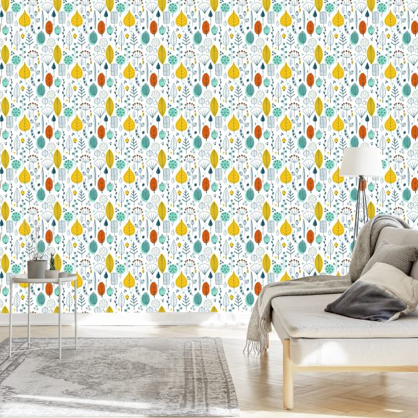 Behang Bladeren Voor Kinderen In Scandinavische Stijl - Afbeelding 3