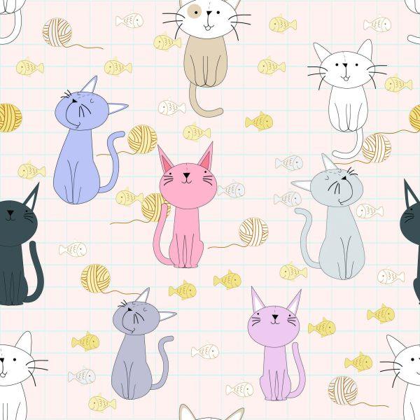 Behang Voor Kinderen - Kittens En Vissen - Afbeelding 2