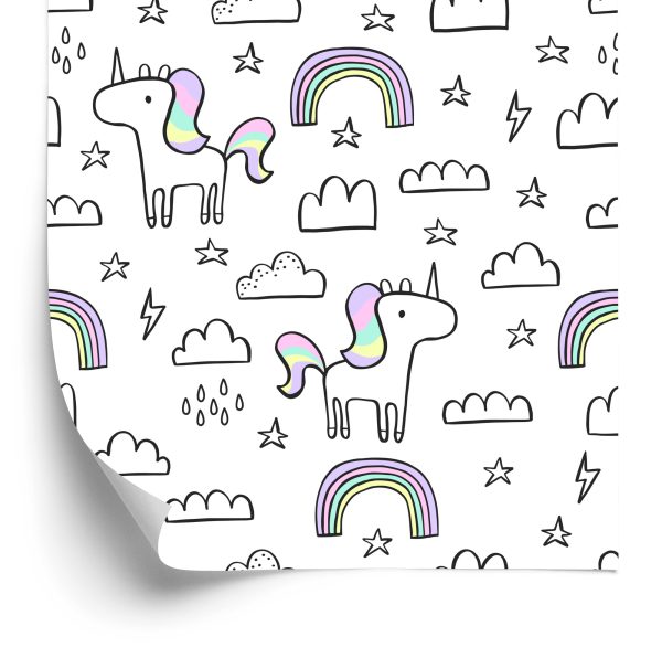 Behang Voor Kinderen - Regenboogeenhoorns