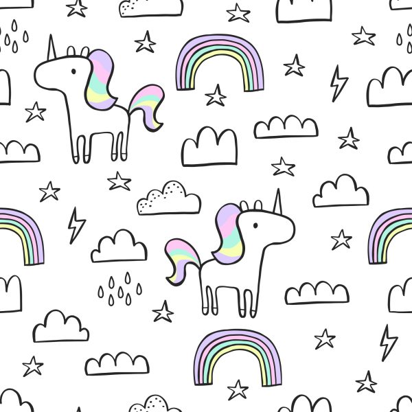 Behang Voor Kinderen - Regenboogeenhoorns - Afbeelding 2