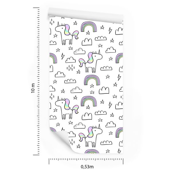 Behang Voor Kinderen - Regenboogeenhoorns - Afbeelding 8
