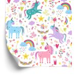 Behang Voor Kinderen - Regenboogeenhoorns In Scandinavische Stijl
