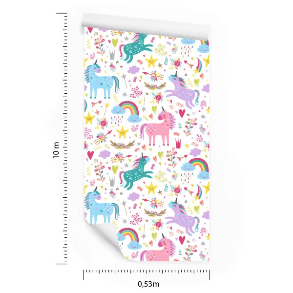 Behang Voor Kinderen - Regenboogeenhoorns In Scandinavische Stijl - Afbeelding 8