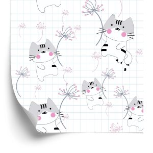 Behang Voor Kinderen - Katten En Bloemen