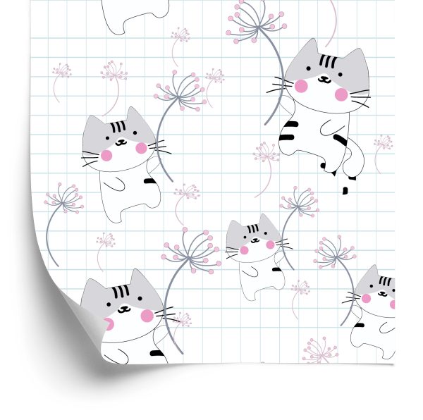 Behang Voor Kinderen - Katten En Bloemen