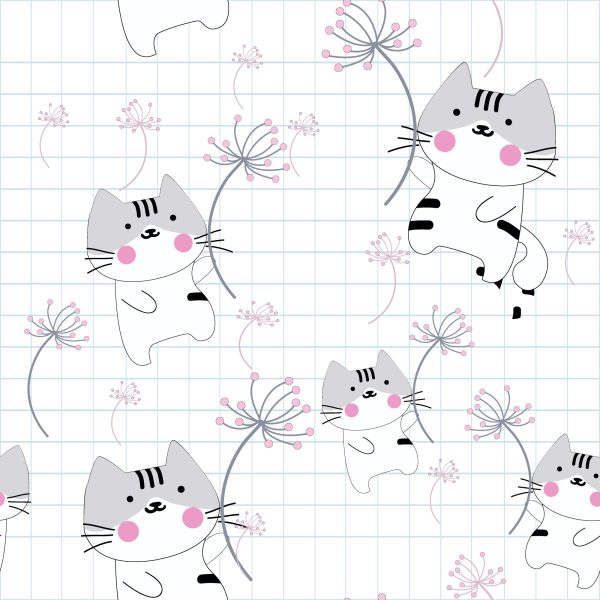 Behang Voor Kinderen - Katten En Bloemen - Afbeelding 2