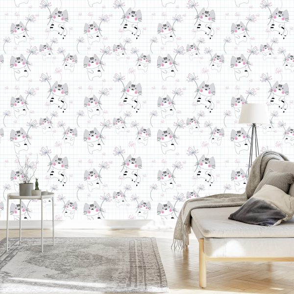 Behang Voor Kinderen - Katten En Bloemen - Afbeelding 3