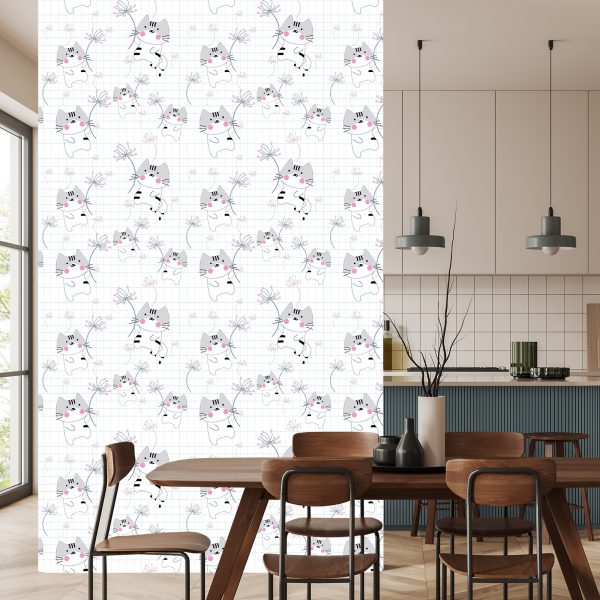 Behang Voor Kinderen - Katten En Bloemen - Afbeelding 4