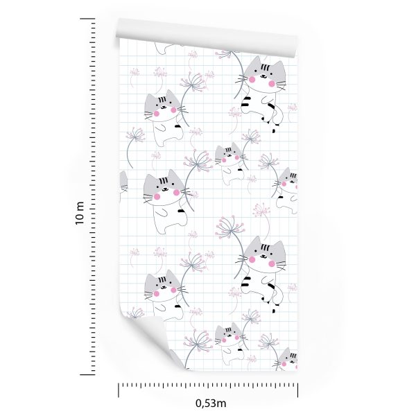 Behang Voor Kinderen - Katten En Bloemen - Afbeelding 8