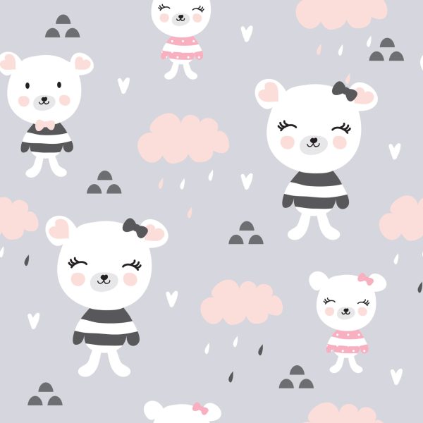 Behang Harten Teddyberen - Afbeelding 2