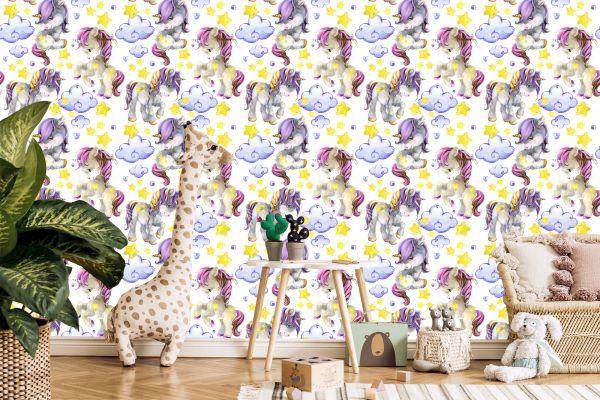 Behang Girly Unicorns Cloud Hearts - Afbeelding 5