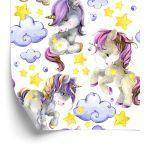 Behang Girly Unicorns Cloud Hearts