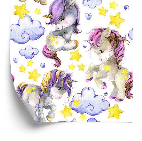 Behang Girly Unicorns Cloud Hearts