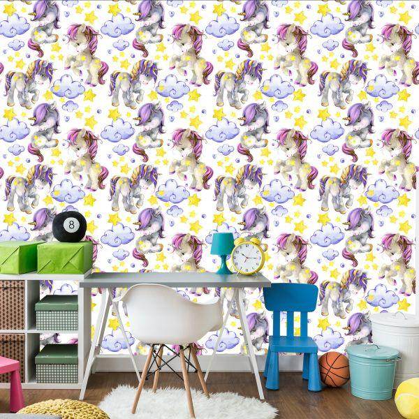 Behang Girly Unicorns Cloud Hearts - Afbeelding 4