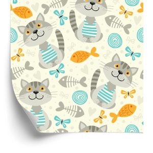 Behang Voor Kinderen - Gestreepte Grijze Katten