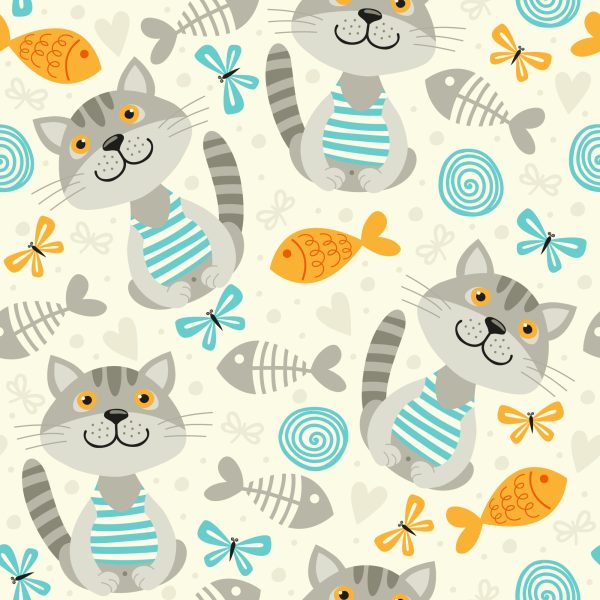 Behang Voor Kinderen - Gestreepte Grijze Katten - Afbeelding 2
