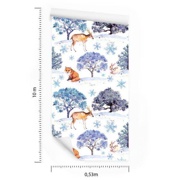 Behang Herten, Hazen En Bomen - Afbeelding 8