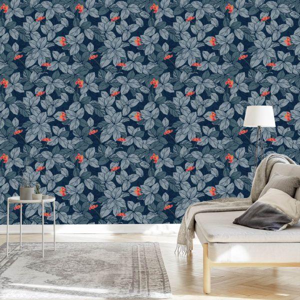 Behang Bloemen En Bladeren - Afbeelding 3