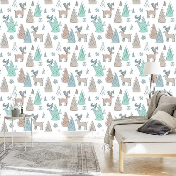 Behang Herten Voor Kinderen In Scandinavische Stijl - Afbeelding 3