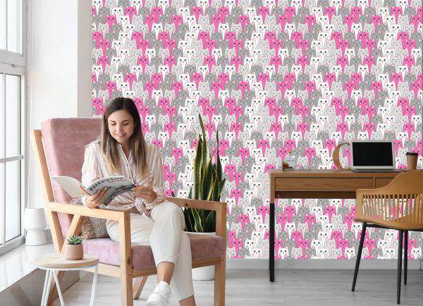 Behang Voor Kinderen - Veelkleurige Katten - Afbeelding 7