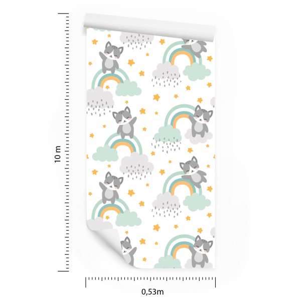 Behang Voor Kinderen - Kittens, Wolken En Sterren - Afbeelding 8