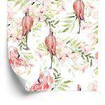 Behang Met Flamingo's Bloemen Bladeren Voor De Slaapkamer