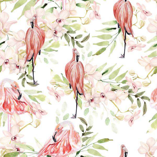 Behang Met Flamingo's Bloemen Bladeren Voor De Slaapkamer - Afbeelding 2