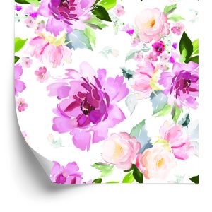 Behang Bloemen Geschilderd Met Waterverf