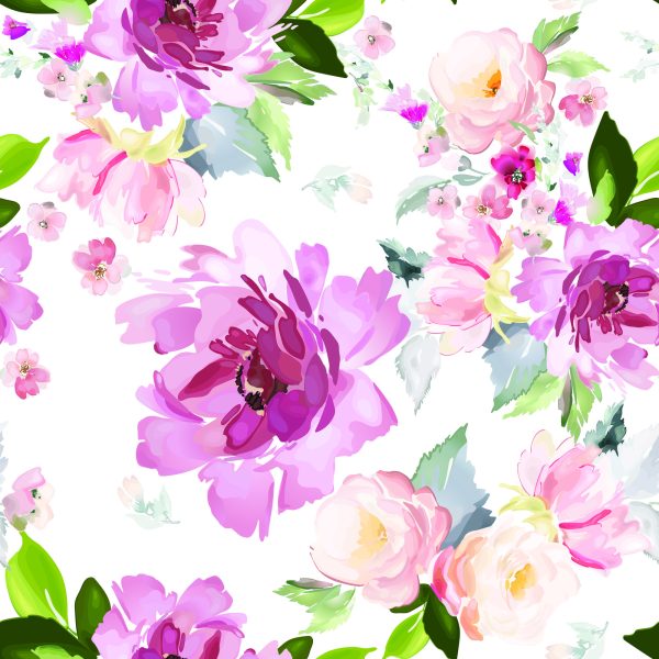 Behang Bloemen Geschilderd Met Waterverf - Afbeelding 2