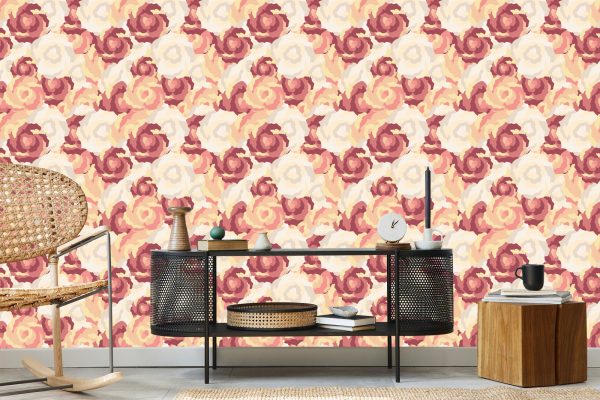 Behang Retro Rozen Zoals Geschilderd - Afbeelding 5