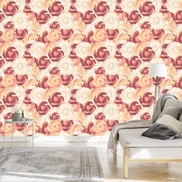 Behang Retro Rozen Zoals Geschilderd - Afbeelding 3