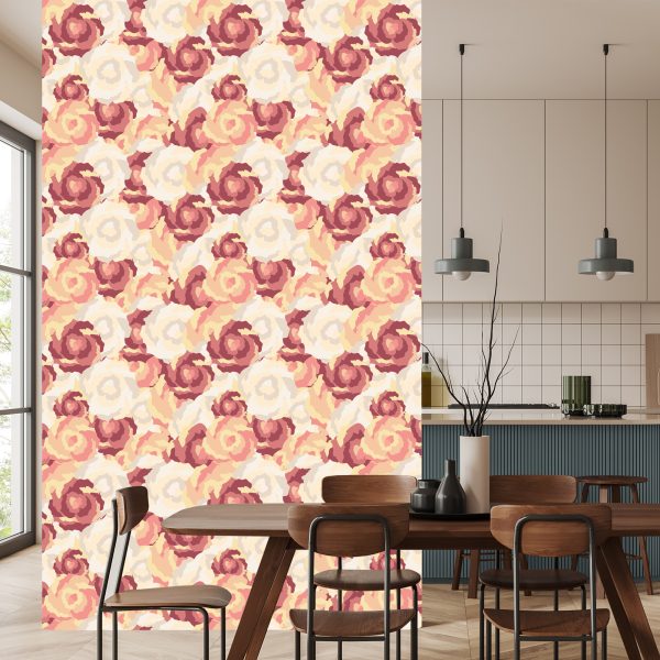 Behang Retro Rozen Zoals Geschilderd - Afbeelding 4