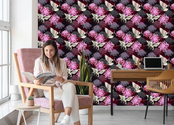 Behang Kranen En Kleurrijke Bloemen - Afbeelding 7
