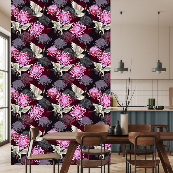 Behang Kranen En Kleurrijke Bloemen - Afbeelding 4