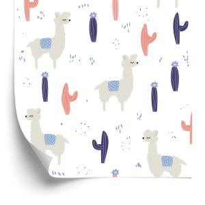 Behang Voor Kinderen - Lama's En Planten