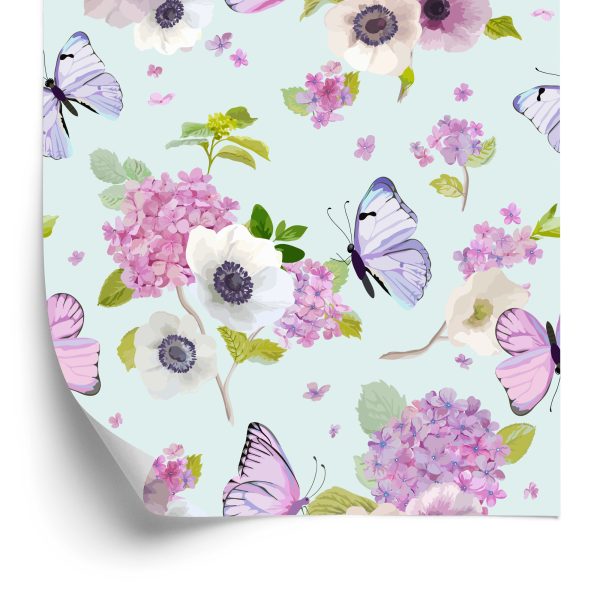 Behang Vlinders, Bloemen, Planten, Kinderkamer