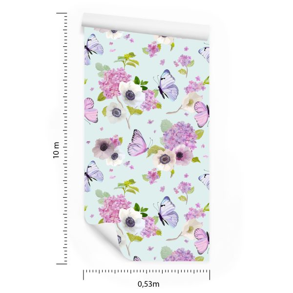 Behang Vlinders, Bloemen, Planten, Kinderkamer - Afbeelding 8